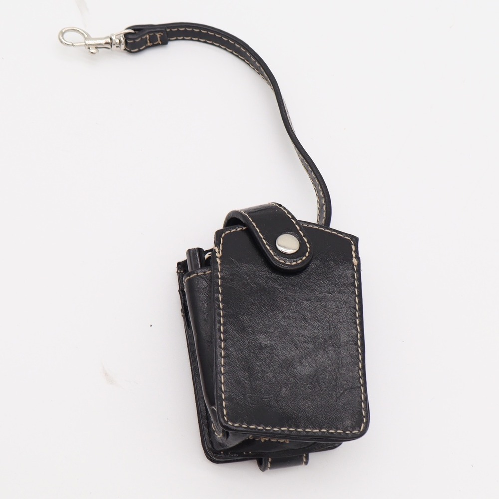 Unbranded Belt Pouch Unisex OS Black Leather Utility Snap Swivel Clip Excellent